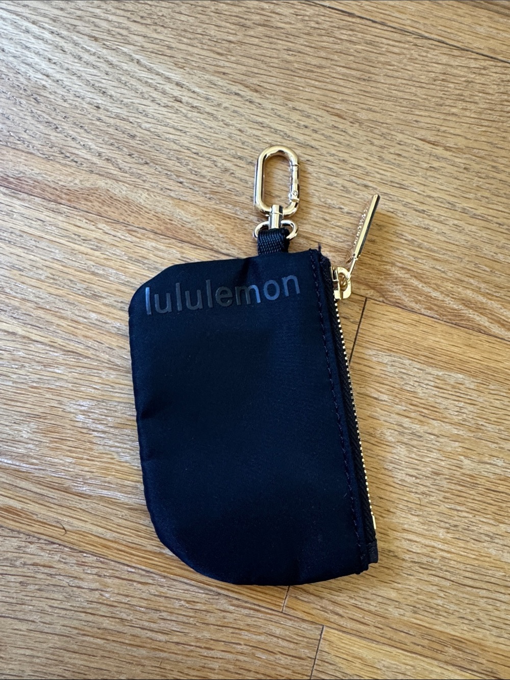 lululemon athletica Black Key Clip Zip Pouch with Gold Hardware